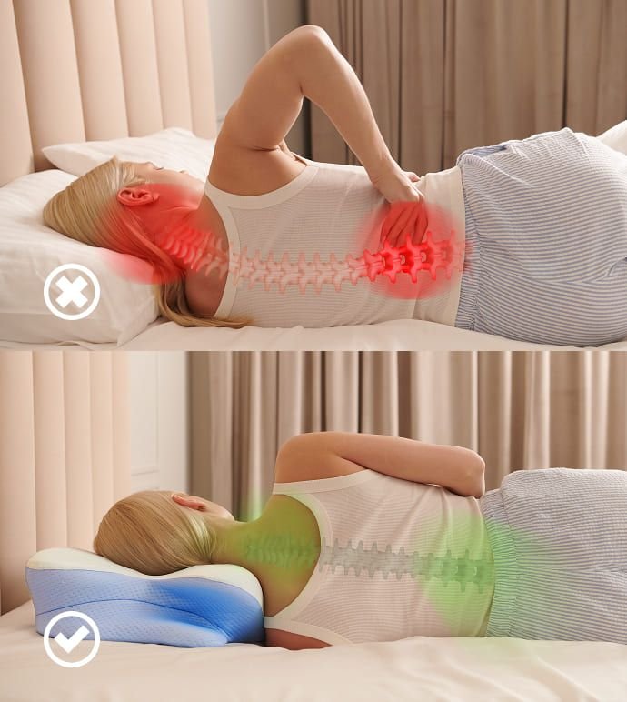 Comparison: worn-out pillow versus Derila Ergo alignment