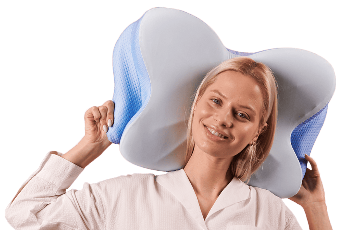 Woman holding the Derila Ergo pillow